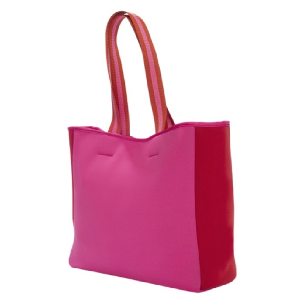 SUMMERSALT Neoprene Beach Tote in Pink/Red
